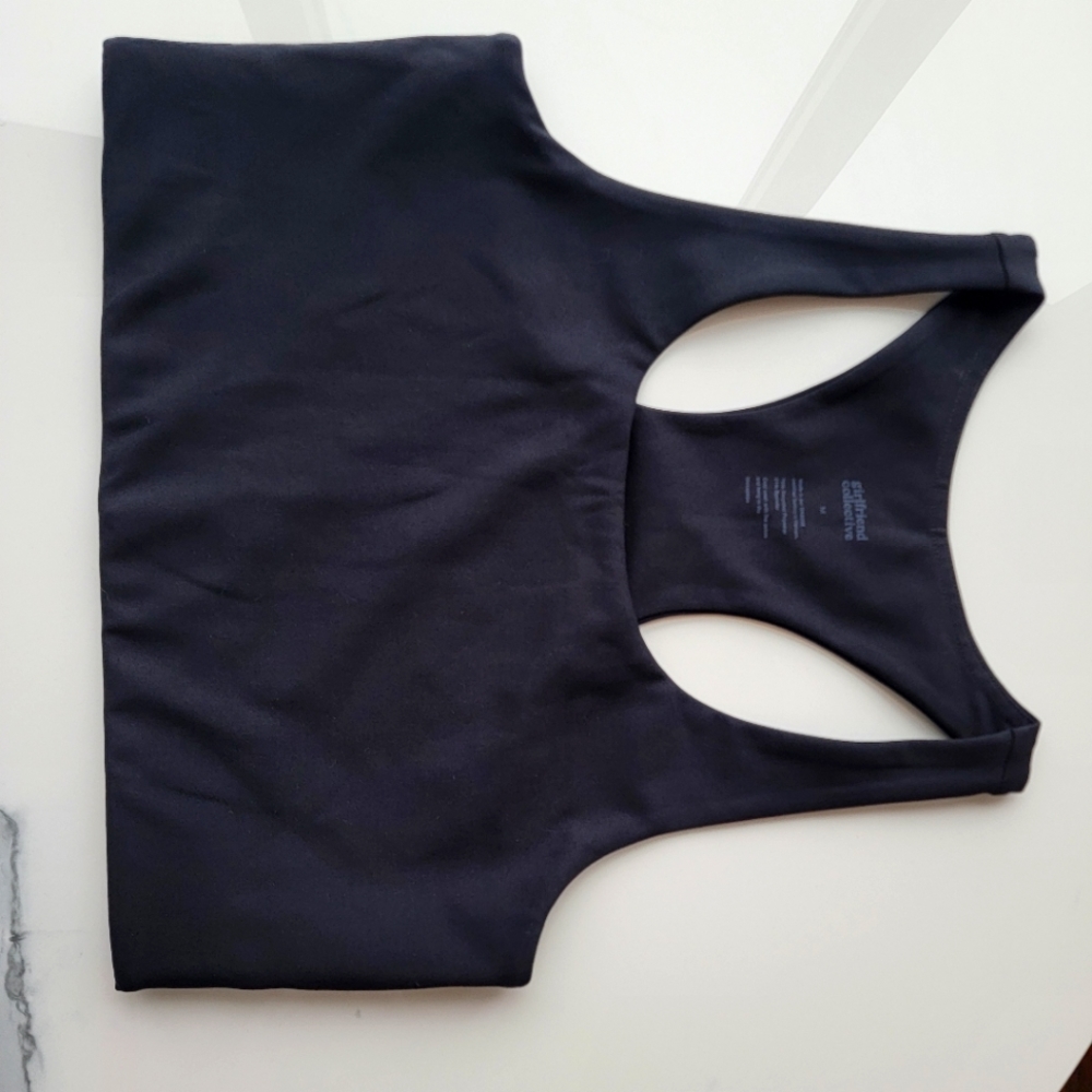 Girlfriend collective bra top, recycled plastic, black size M